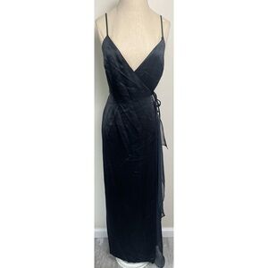 BCBGMaxazria Black Sleeveless Wrap Maxi Dress